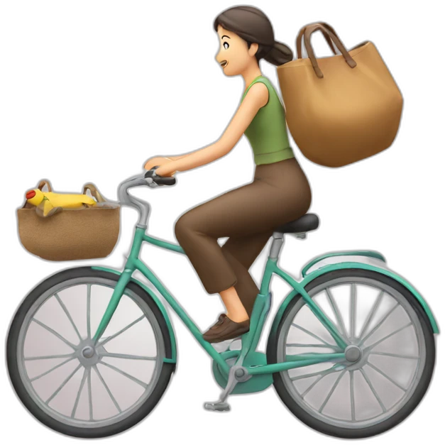 Cycle with bag and woman riding emoji