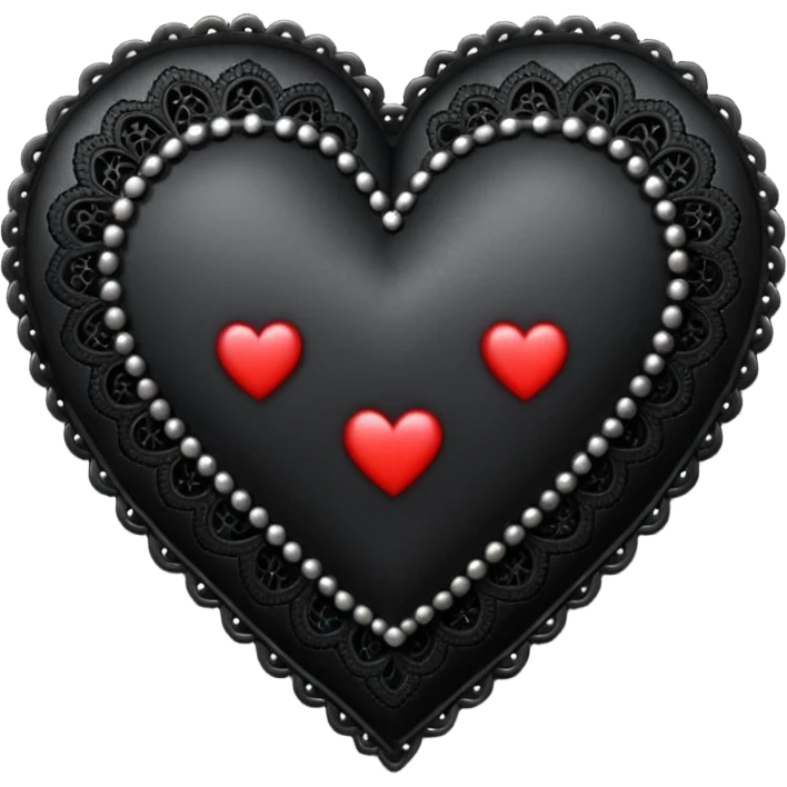 goth heart emoji with black lace and studs emoji