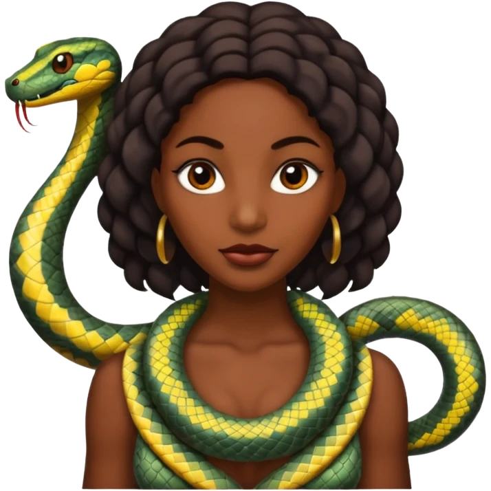black woman with snake on shoulders emoji