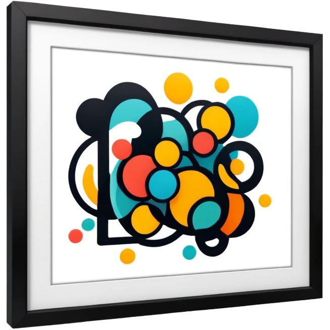 framed digital artwork with abstract vector shapes inside emoji