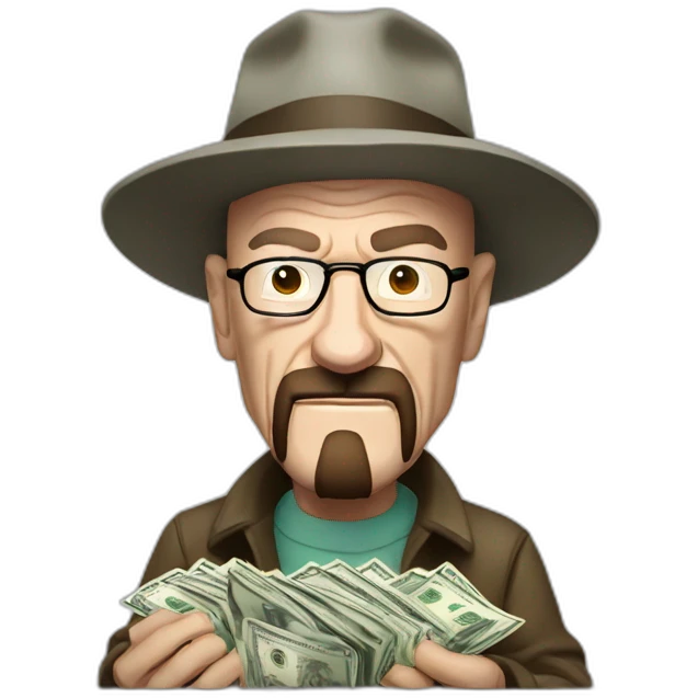 Walter white doing a money spread with $100 bills emoji