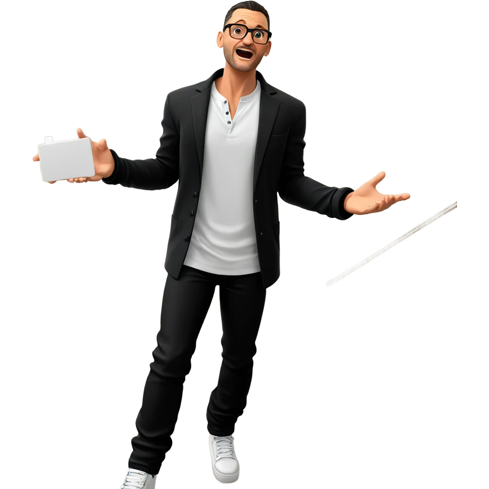 cool guy in black jacket emoji