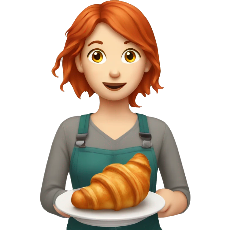 girl eating croissant with red hair  emoji