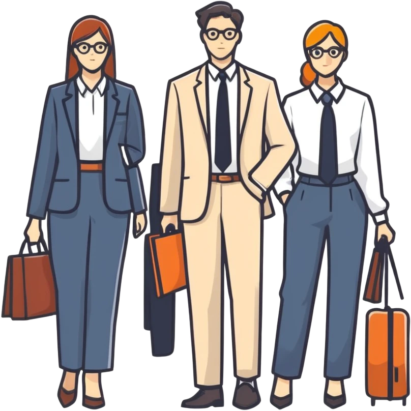group of people in business attire, cartoonish sticker style emoji