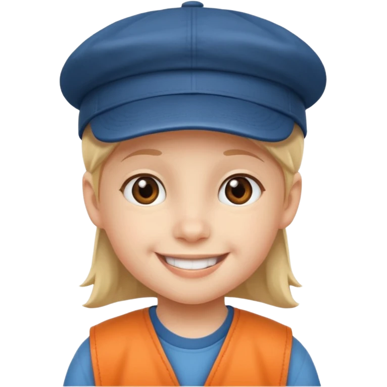Un niño con gorra riendo emoji