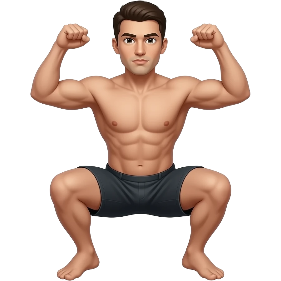 Man complete Squatting naked full body emoji
