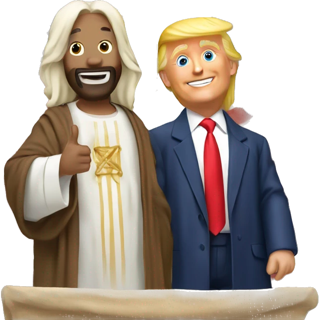 Donald Trump and Jesus celebrating ￼ emoji