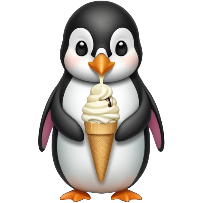Penguin with ice cream at the mall emoji