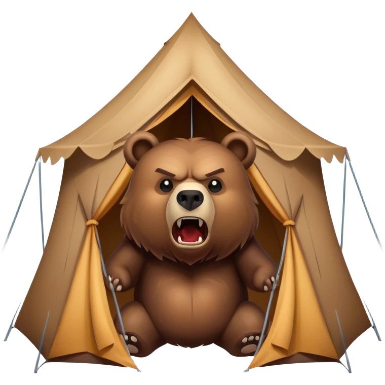 angry bear hovering over tent emoji