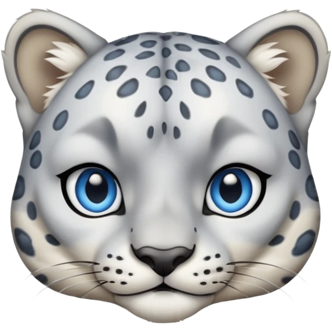 Deformed cute Snow leopard-Eyes are long and blue emoji
