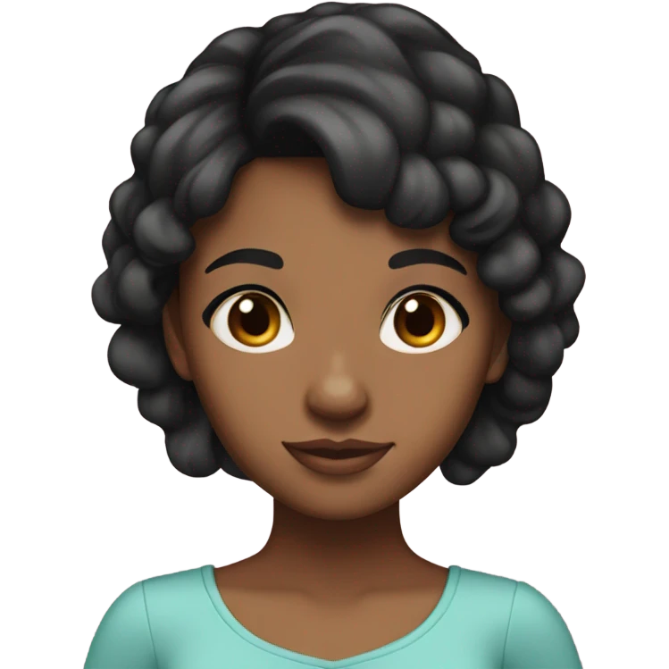 brown girl with tan skin and black hair with pinl bow emoji