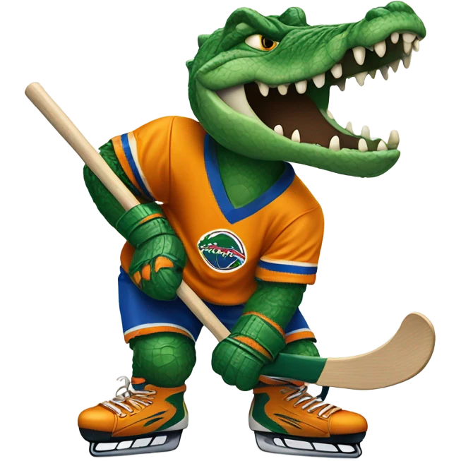 Gator holding a hockey stick emoji