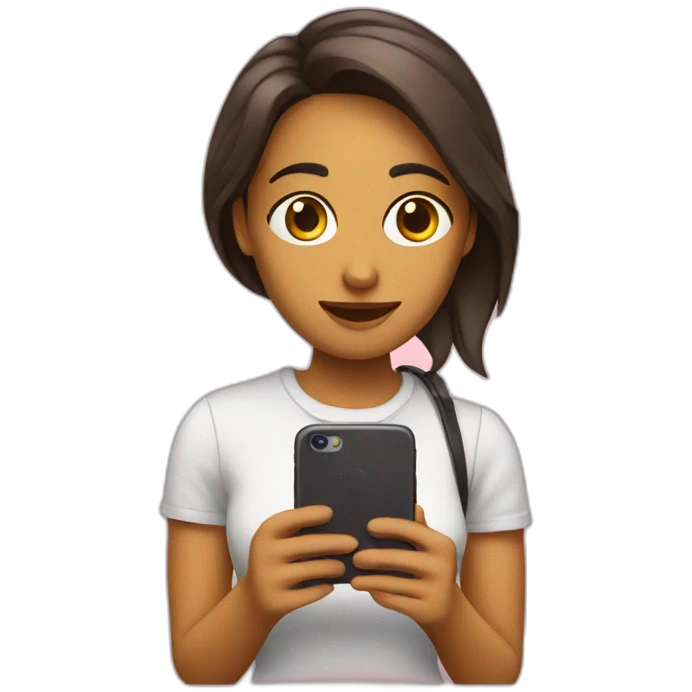 Chica con smartphone emoji