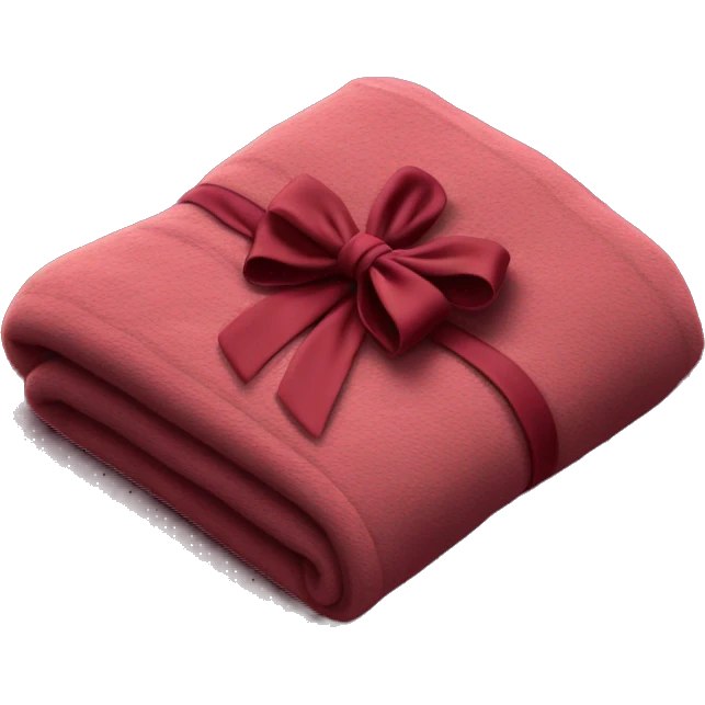 Realistic burgundy blanket neatly folded with a bow emoji