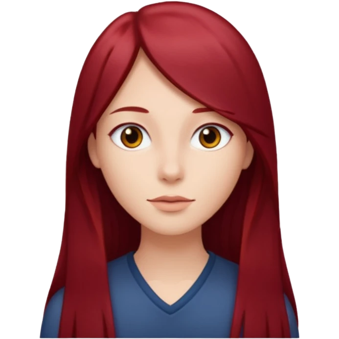 long straight dark red hair emoji