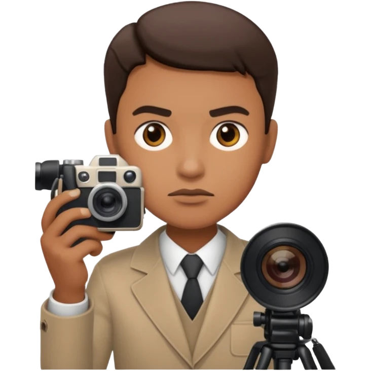 a journalist with a camera emoji
