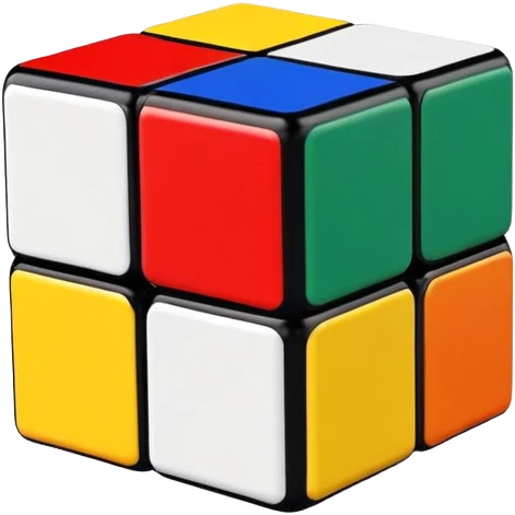 Minimalist 3x3 Rubik's cube with clean design, simple colors, and smooth edges. Classic red, blue, green, yellow, white and orange sides. iOS style emoji. emoji
