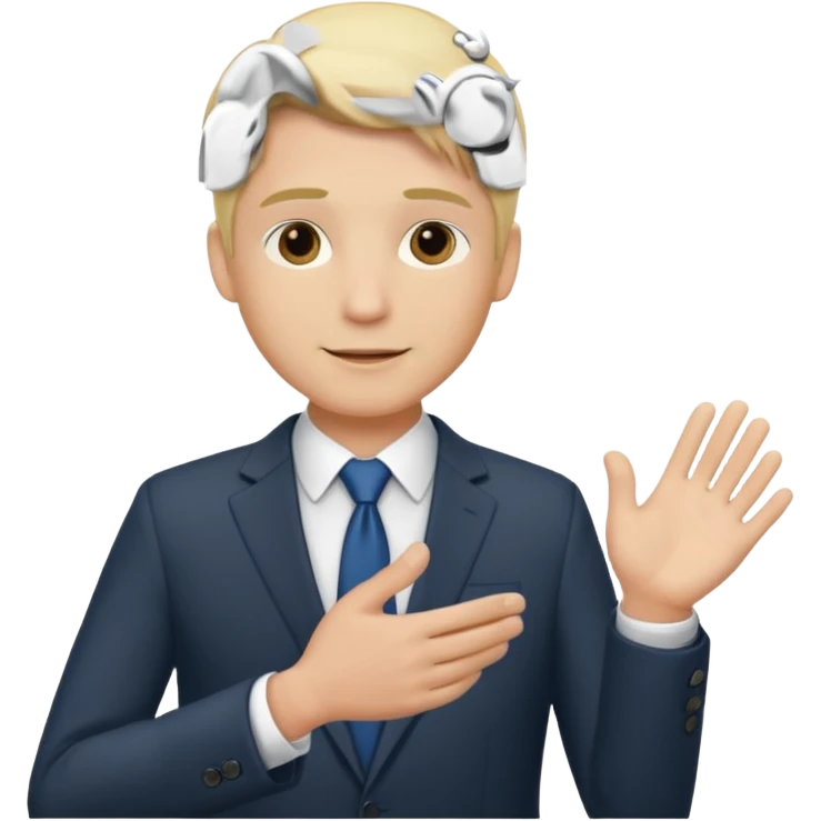 consulting man with hand with white skin and blonde hair helping emoji