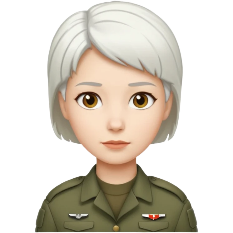 female soldier white hair style emoji