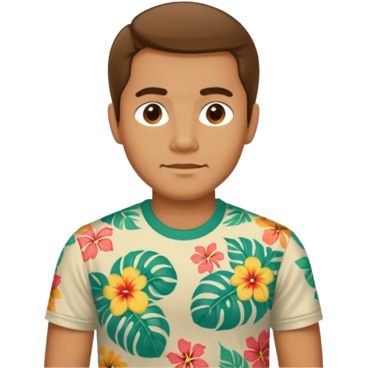 Retro 70s man face in hawaii t-shirt emoji
