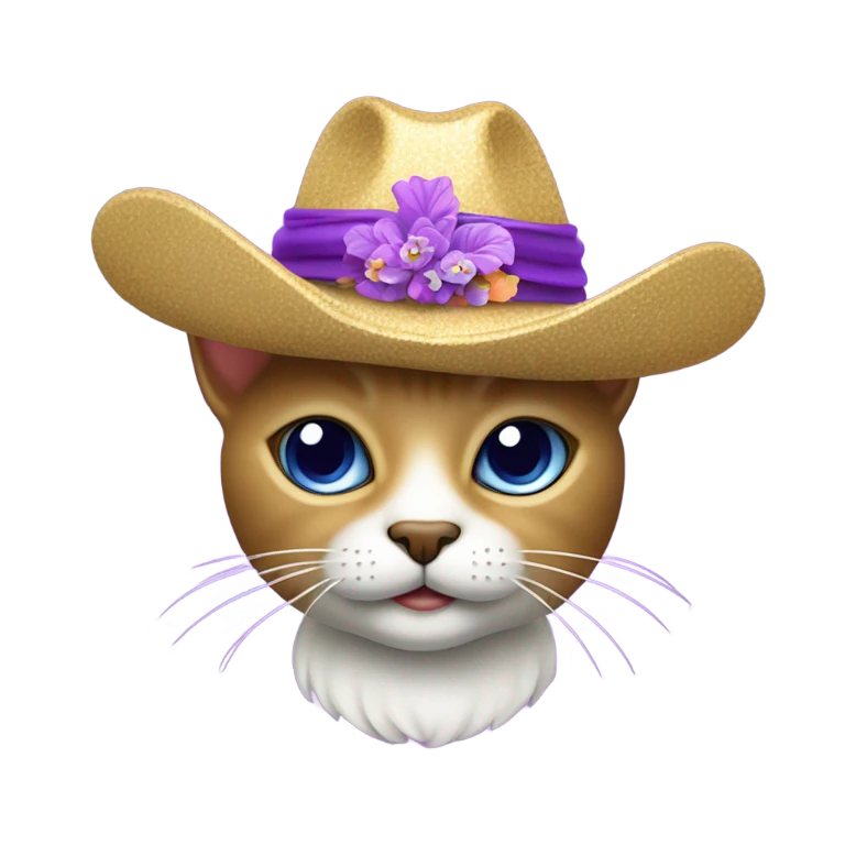 Gato con un sombrero lila  emoji