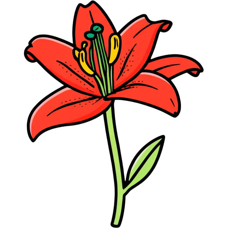 Create a realistic sticker of a red lillie flower emoji