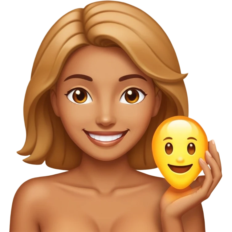 Tan woman playing in her vagina emoji