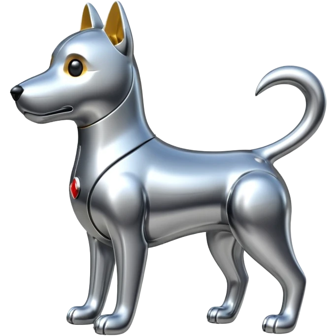 Robots Dog Bot – Mechanical dog with metal body, wagging tail emoji