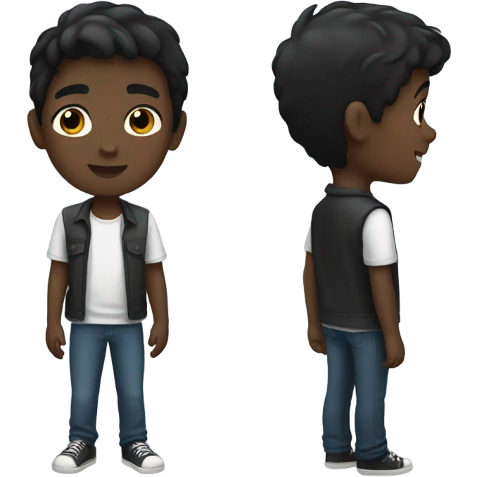 Kid black hair, boy, black skin emoji