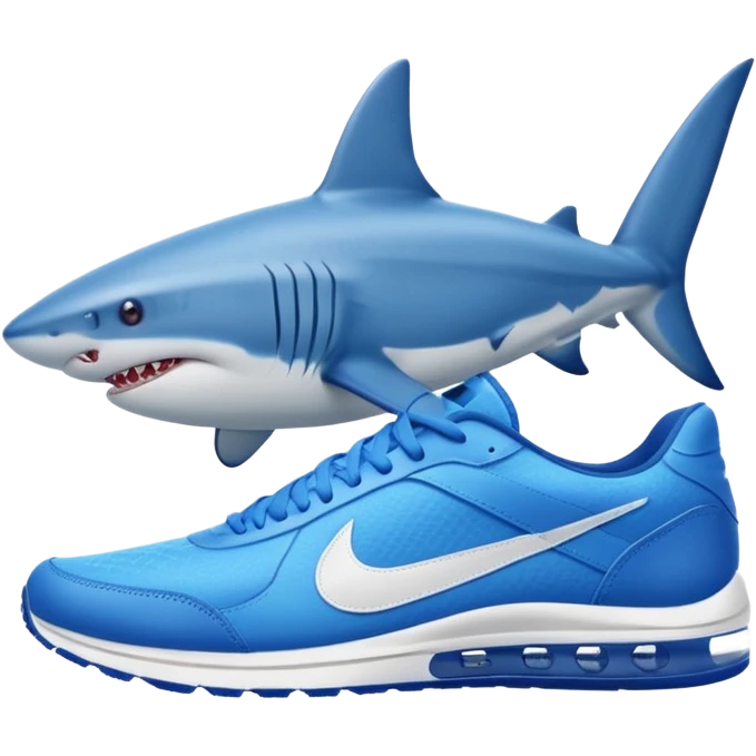 Blue shark in blue Nike sneakers. emoji