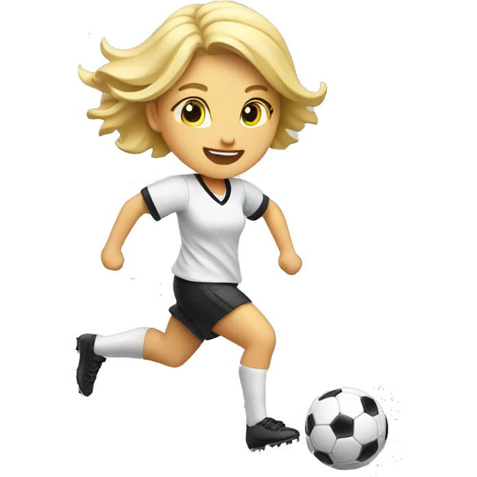 blond girl kicking a soccer ball in the air emoji