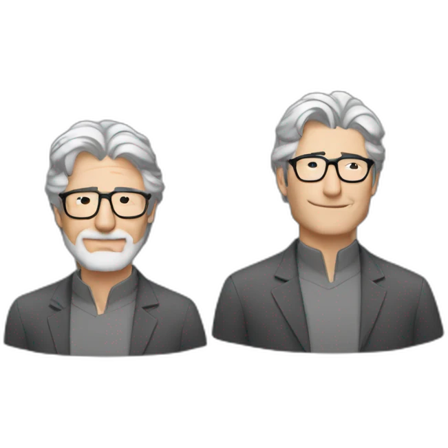 Richard Gere with barely grey hair and with beard and glasses emoji