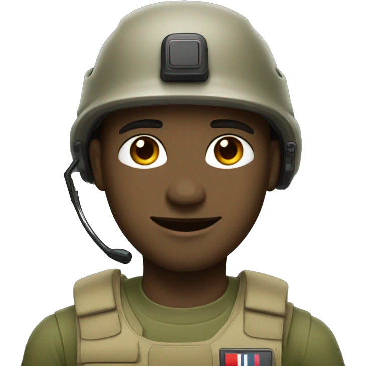 operator dressed in khaki color with a milatary helmet, without glasses, without headset, preferably male emoji