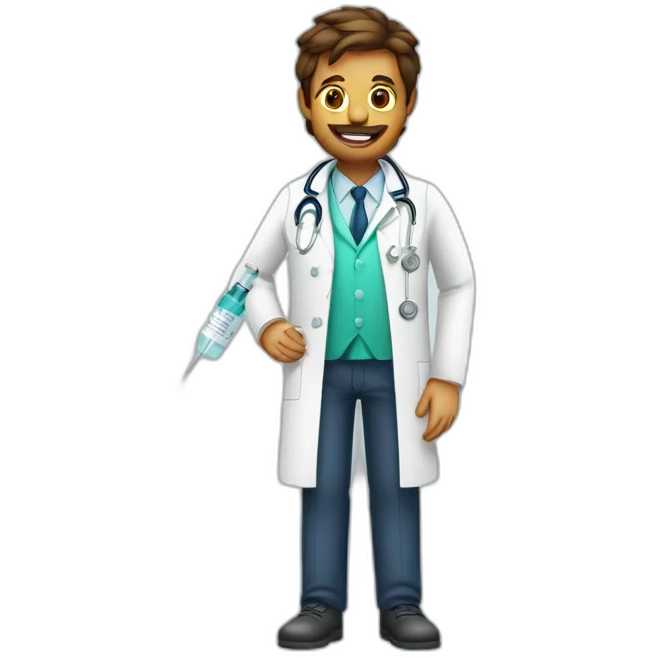 A doctor in a white coat and a syringe emoji