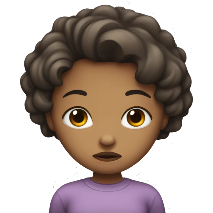Girl with sad, pouty, face, and bottom lip sticking out emoji
