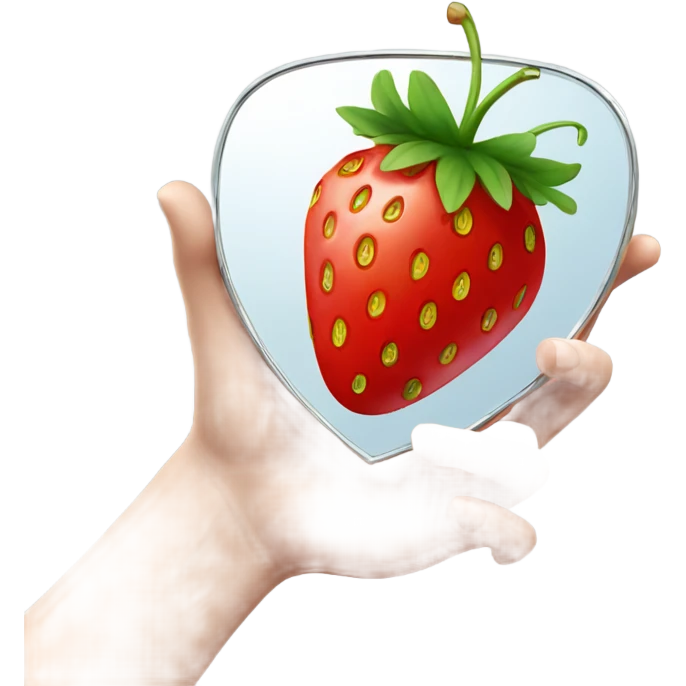 strawberry with mirror in hand emoji