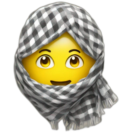 Yellow face emoji with kuffiyeh heart emoji