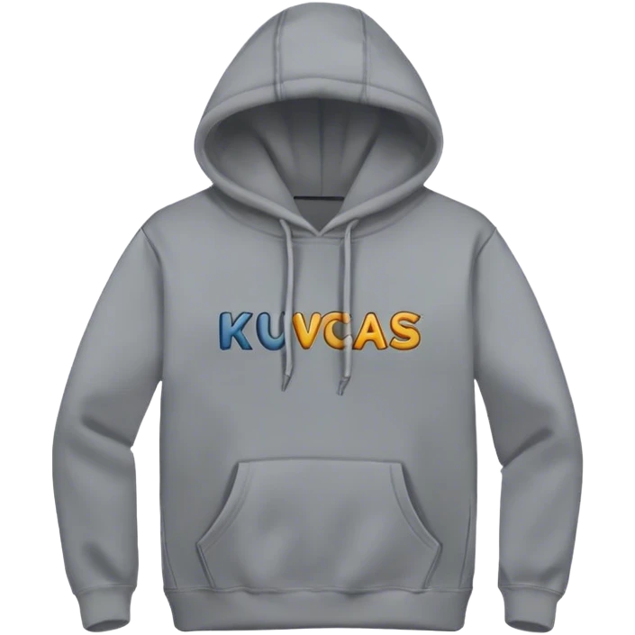 hoodie with 'kuvcas' text in front of it emoji