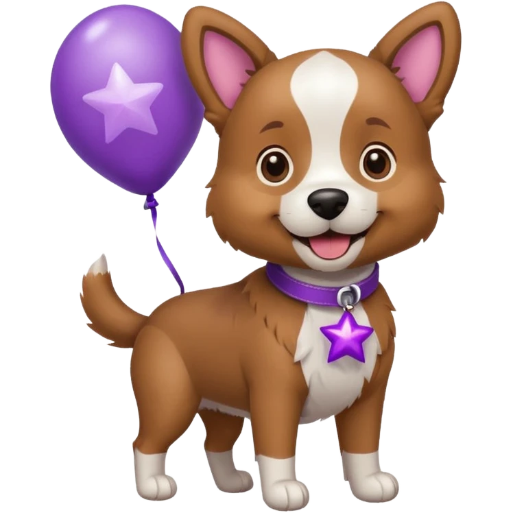 Dog hold purple star balloon emoji