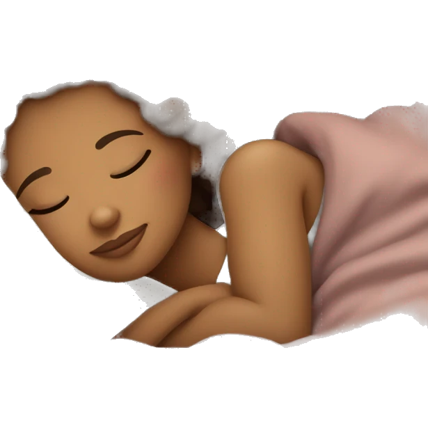 Light Skin Brown girl with 4b Hair sleeping in a cozy bed emoji