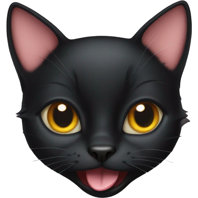 black cat with tongue out emoji
