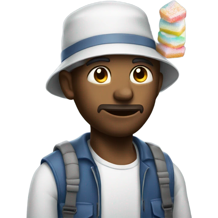 Man with bucket hat and pile of sugar  emoji