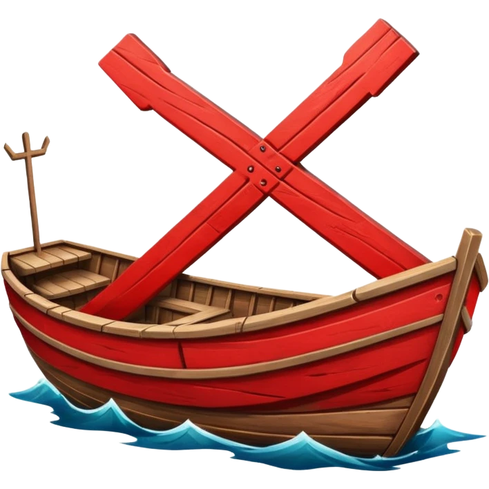 a boat with a big ex over it  emoji