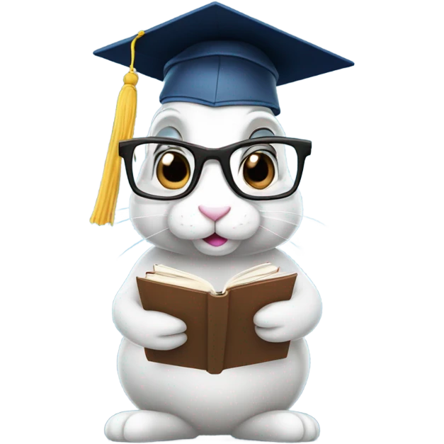 smart rabbit grad student emoji
