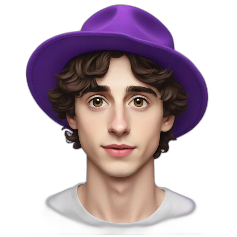 Timothée Chalamet high purple hat emoji