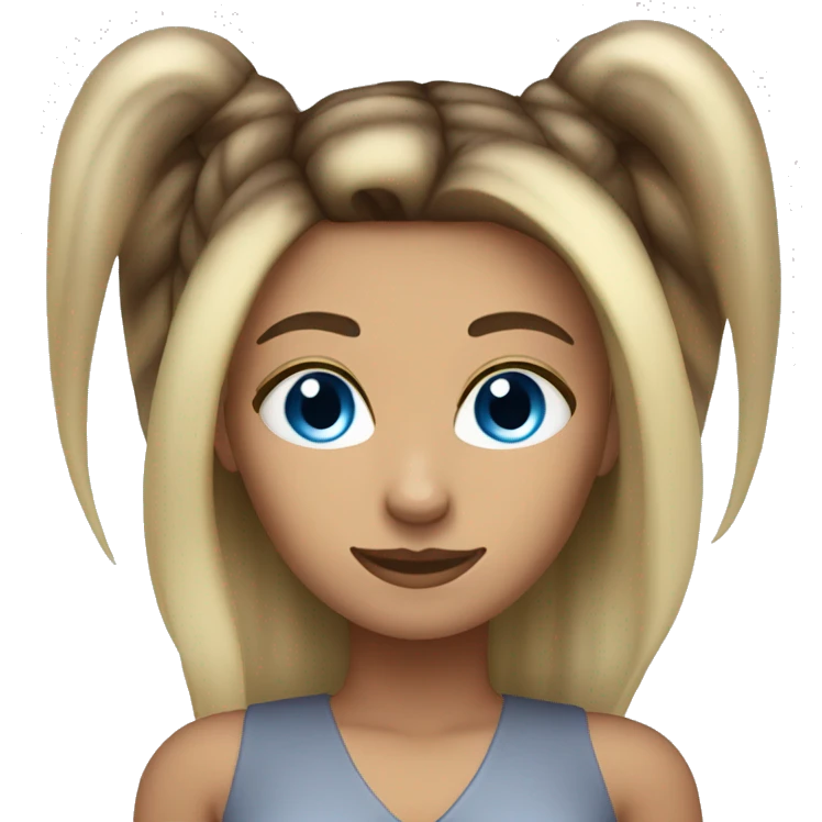 woman with straight dark brown hair with streaks of blonde and blue eyes. Just a face no chest  emoji