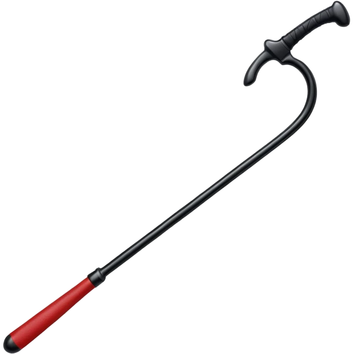 Riding crop with black handle and red tip emoji