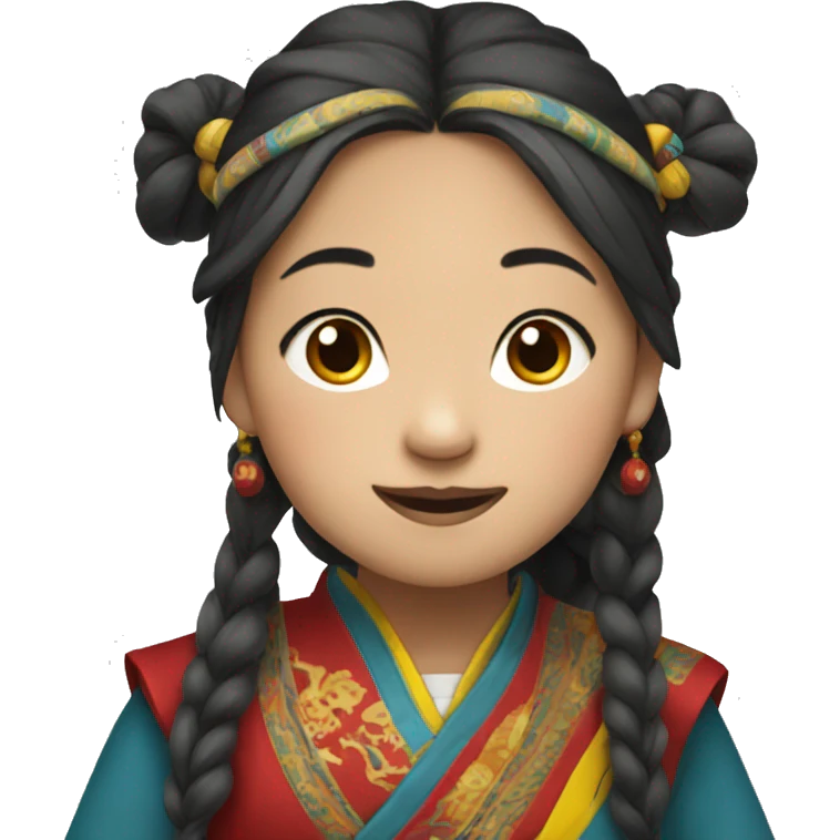 Tibetan girl wearing Tibetan traditional outfit emoji
