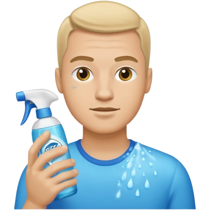 ligth man spraying with spray febreze emoji