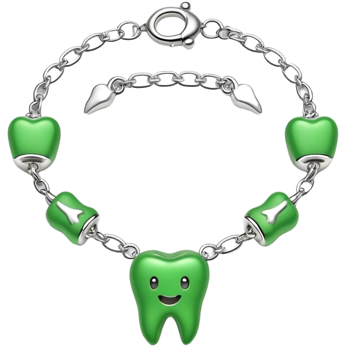 green bracelet with tooth charms emoji